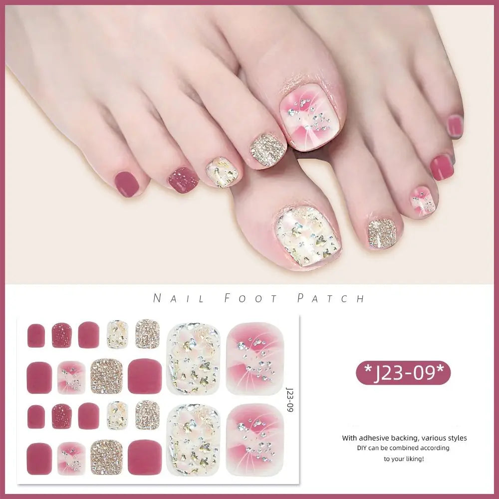 Removable Foot Nail Stickers White Flash Exquisite Toe Nail Sticker Fashion 22 Foot Nail Supplies And Manicure Tools Foot Toe