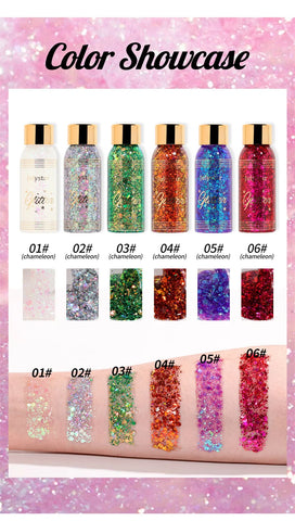 With Smear Spoon Multifunctional Eye Glitter Nail Hair Body Face Glitter Gel Art Flash Loose Sequins Cream Festival Glitter Deco