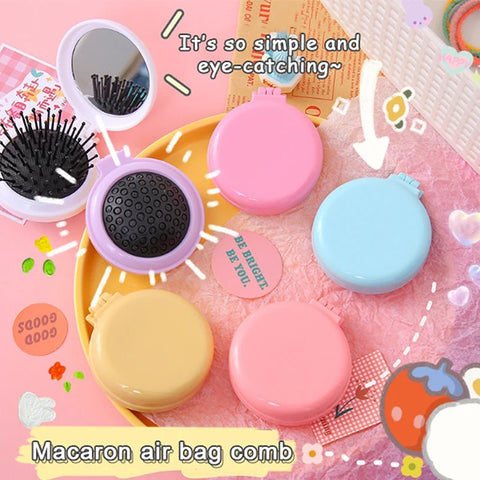 Traveling Small Size Hair Comb With Folding Mirror Portable Massage Folding Comb Women Girl Hair Brush With Mirror Styling Tools