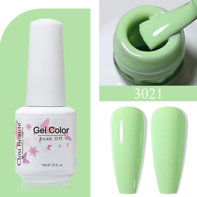 Clou Beaute 8ml Gel Polish Colorful Glitter UV Nail Gel Vernis Semi Permanent Glass Bottle Blue Green White Soak Off Gel Nail