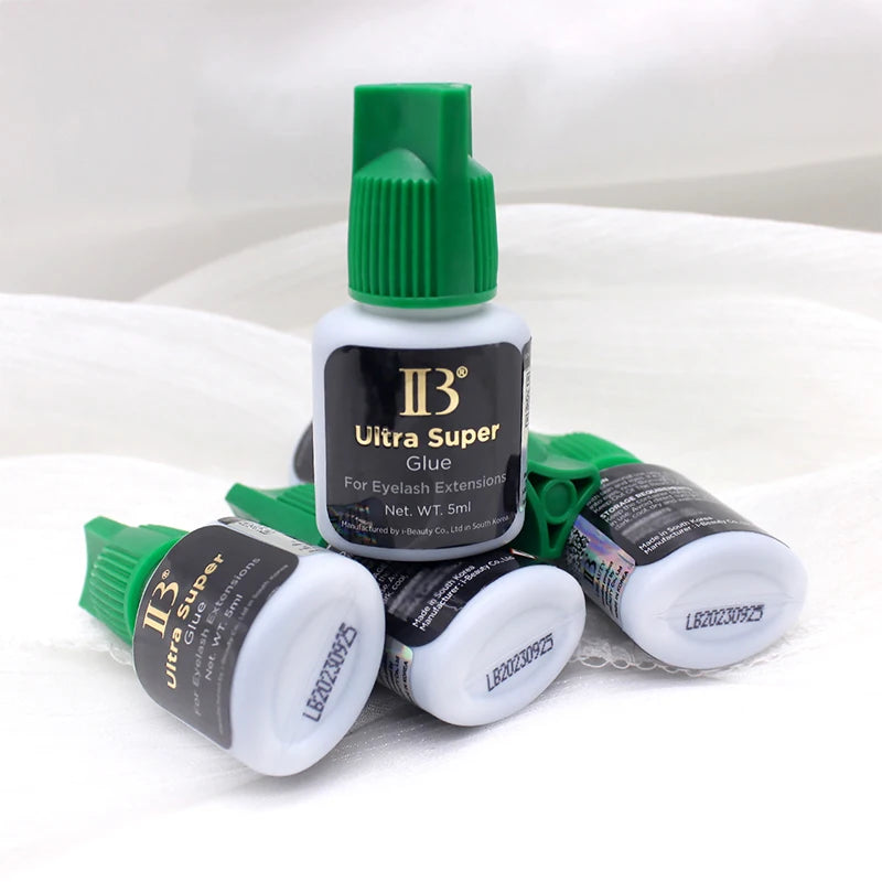 Korea Original IB Ultra Super Glue for Eyelash Extensions 5ml IB Green Cap Glue with Seal Bag False Lash Adhesive Private Label