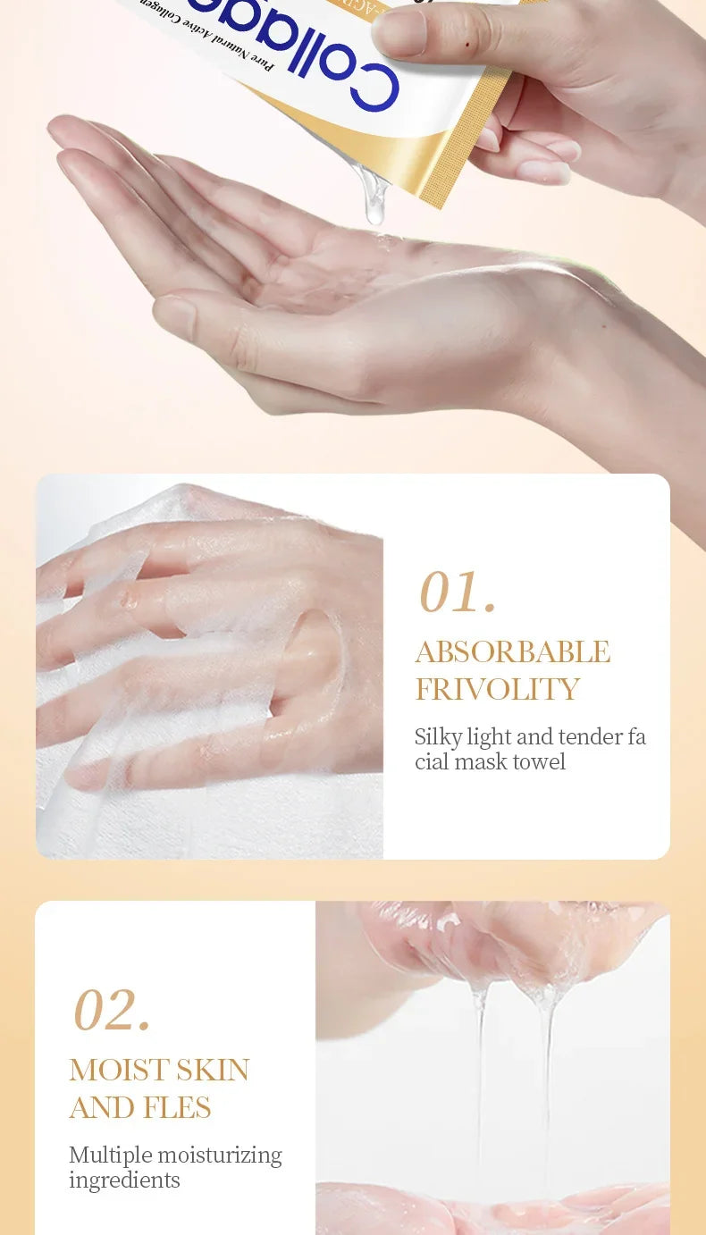 Collagen Anti Wrinkle Facial Mask Anti Aging Fade Fine Lines Firm Skin Moisturizing Brightening SkinCare Korean Cosmetics