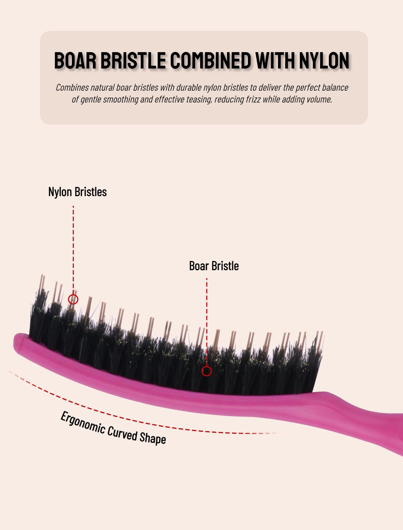 1Pcs Professional Teasing Backcomb Hair Brush - Volumizing & Lift Styling Tool for Big Hair, Updos & Wedding Styles