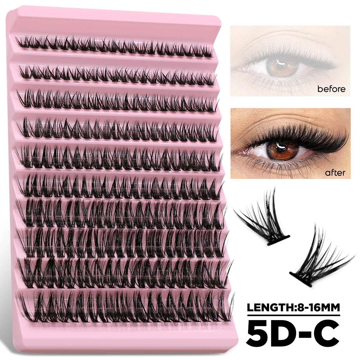 Lash Clusters Set DIY Eyelash Extension Kit Individual False Eyelashes Lash Clusters Bond and Seal and Lash Applicato Makeup