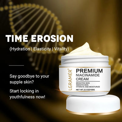 LGRAMER Gold Hyaluronic Acid Nicotinamide Face Essence Moisturize Replenishment Smooth Brighten Skin Care Firming Facial Serum