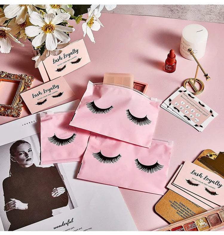 Eyelash Aftercare Bags Reusable Makeup Tools Travel Plastic Storage Lash Extension Pouch Cosmetic with Zipper Supplies