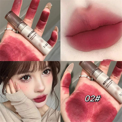 Gothic Matte Black Lipstick Waterproof Mousse Lip Mud Nude Brown Lipstick Moisturize Silky Gloss Makeup Non-stick Lips Tint