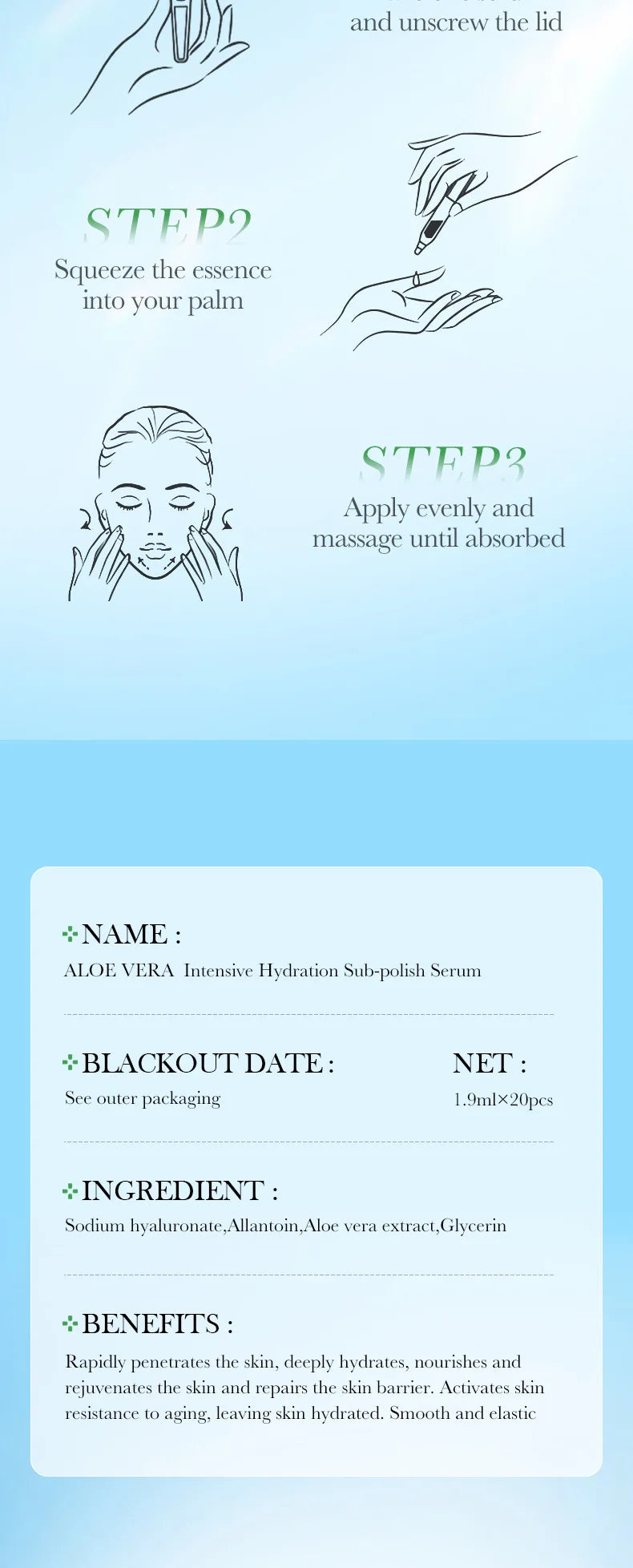 SADOER Aloe Vera Anti Aging Face Serum Moisturizing Brightening Firming Hydrating Facial Essence Beauty Face Skin Care Products