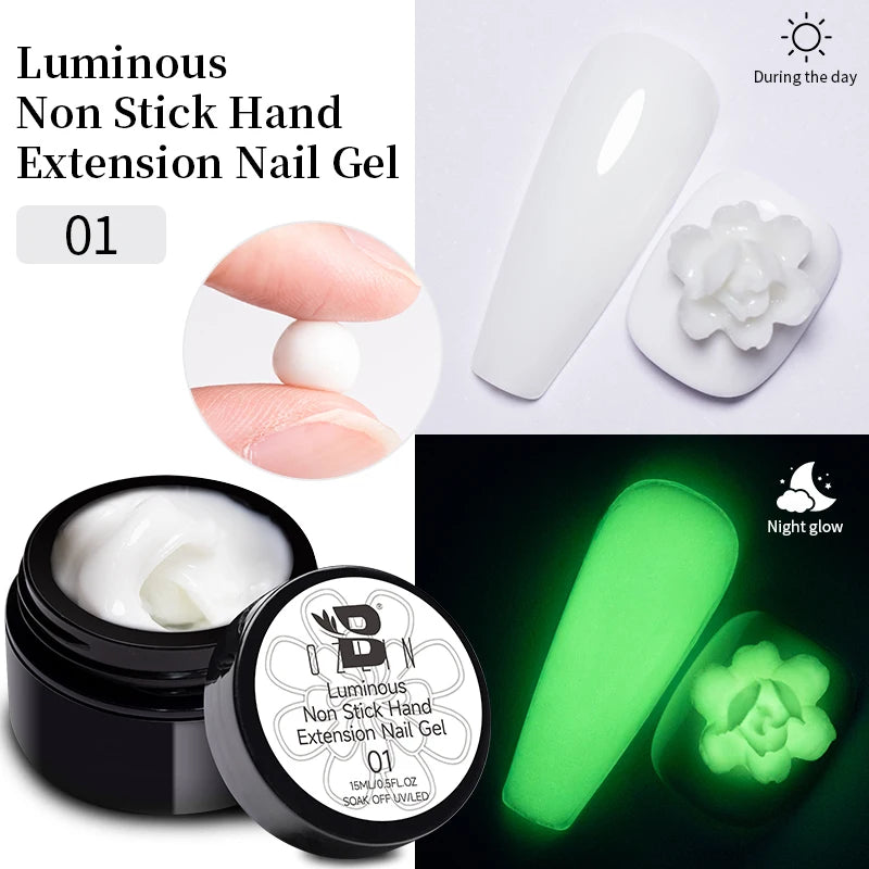 30g Dopamine Sequin Flexible 3D Gel Non Stick Hand Solid Extension Nail Gel Nude Pink White Extension Gel Rhinestone Glue Gel
