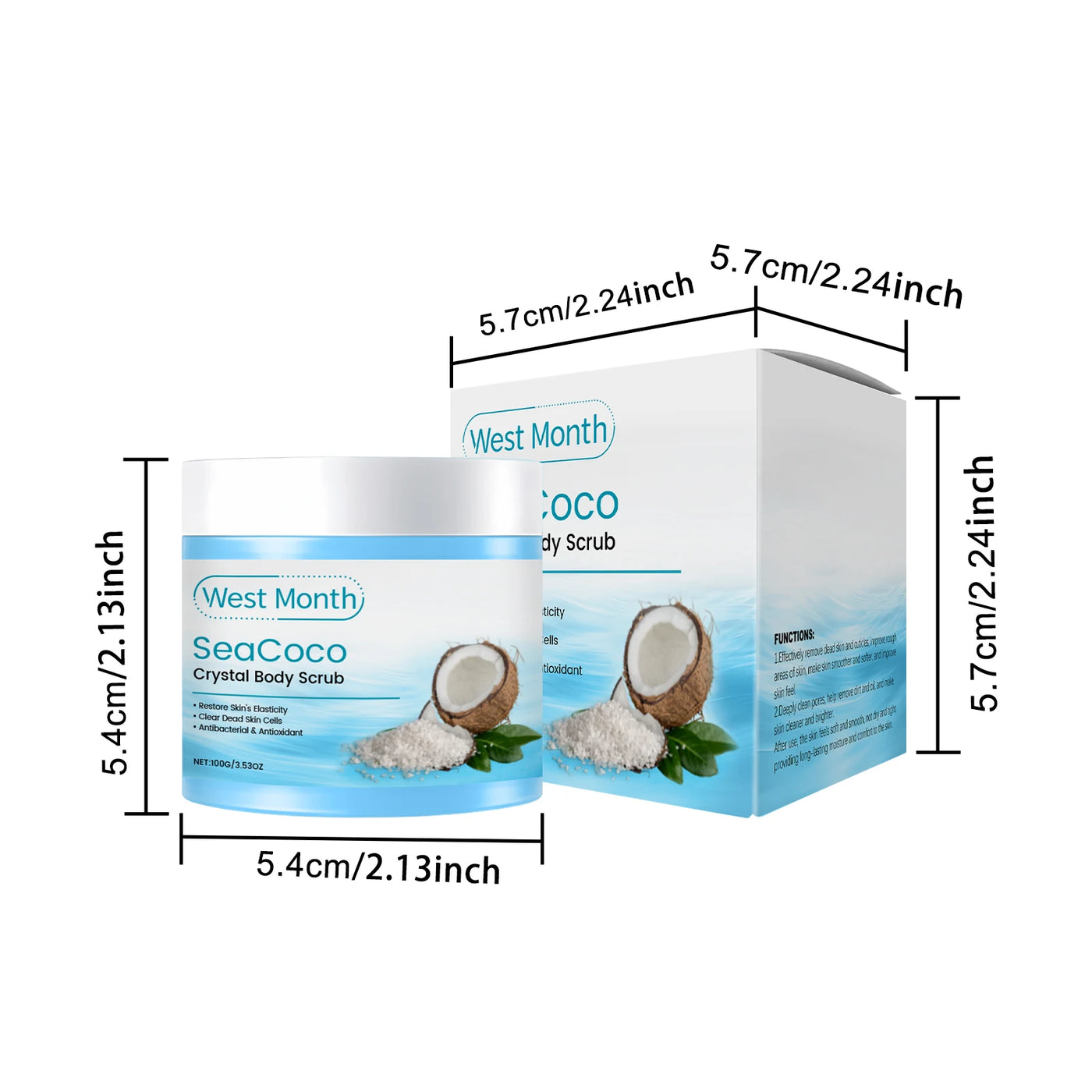 Coconut Body Scrub Exfoliating Remove Dead Skin Fading Dark Spots Softening Brightening Smoothing Cleansing Sea Salt Body Scrub