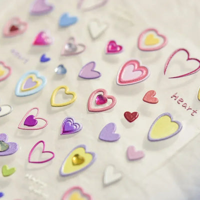 Cat's Eye 5D Gradient European Love Heart Gem Wing Crystal Geometric Colorful Self Adhesive Nail Art Stickers Manicure Decals