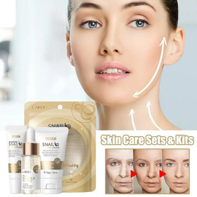 1set Snail Serum Essence Anti-aging Women Firming Tightening Repairing Cream Moisturizing Eye Cream Face Serum Skin Care Set