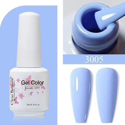Clou Beaute 8ml Gel Polish Colorful Glitter UV Nail Gel Vernis Semi Permanent Glass Bottle Blue Green White Soak Off Gel Nail