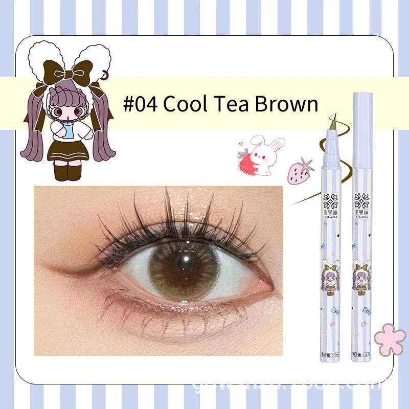 Slanting Ultra-thin Lower Eyelash Eyeliner Pen Liquid Waterproof Tea Grey Smooth Lying Silkworm Eyes Liner Pencil Makeup Tool