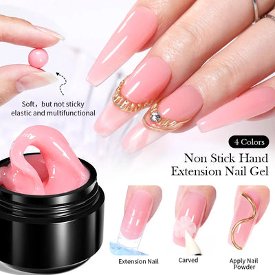 BORN PRETTY 15ml Nude White Non Stick Hand Solid Extension Nail Gel Polish Carving Flower Nail Art Building Constructed UV Gel