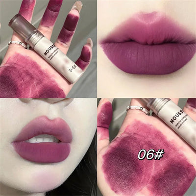 Gothic Matte Black Lipstick Waterproof Mousse Lip Mud Nude Brown Lipstick Moisturize Silky Gloss Makeup Non-stick Lips Tint