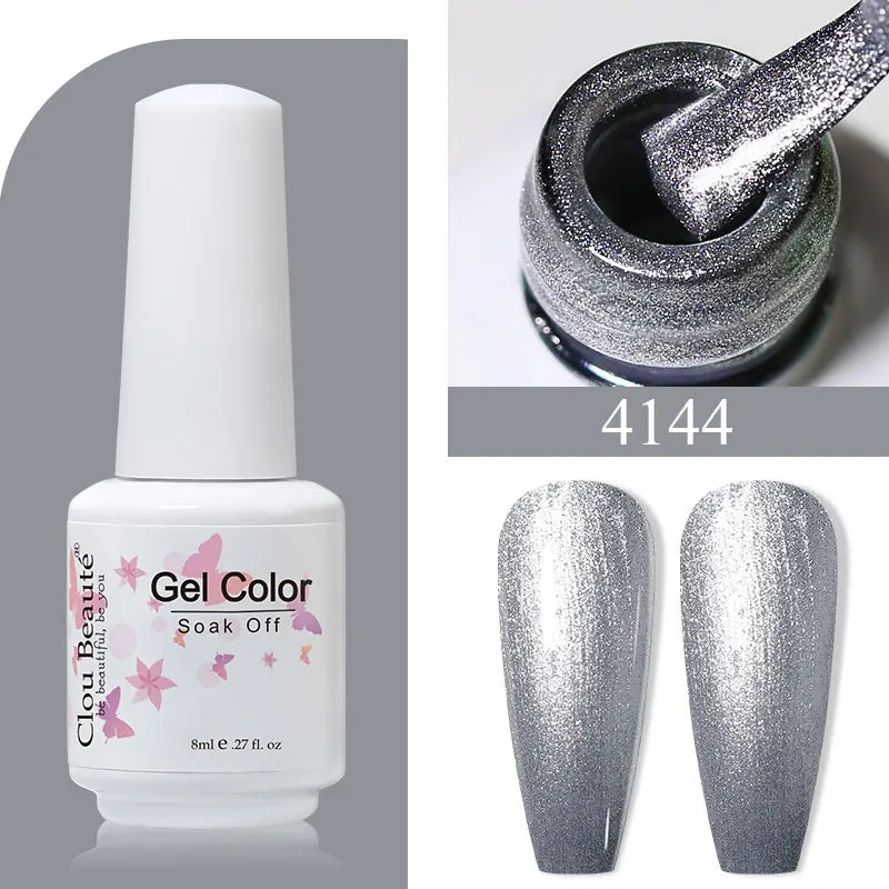 Clou Beaute 8ml Gel Polish Colorful Glitter UV Nail Gel Vernis Semi Permanent Glass Bottle Blue Green White Soak Off Gel Nail
