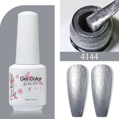 Clou Beaute 8ml Gel Polish Colorful Glitter UV Nail Gel Vernis Semi Permanent Glass Bottle Blue Green White Soak Off Gel Nail