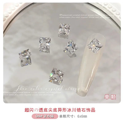 10-20PCS Super Sparkle Clear Translucent Zircon Nake Pointed Diamonds Nail Art Rhinestones Decorations Manicure Ornaments