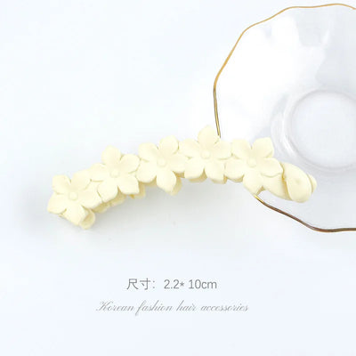 Fashion Pink Flower Banana Hair Clips Simple Non-Slip Frosted Hair Claws for Women Girls Bath Ponytail Hairpins Barrettes Coffee