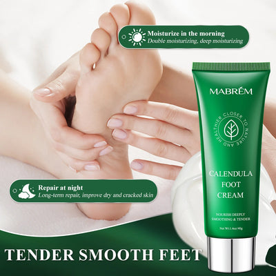 MABREM Foot Treatment Cream Whitening Anti-cracking Moisturizing Foot Care Exfoliating Scrub Anti-dry Calendula Olive Repair 40g