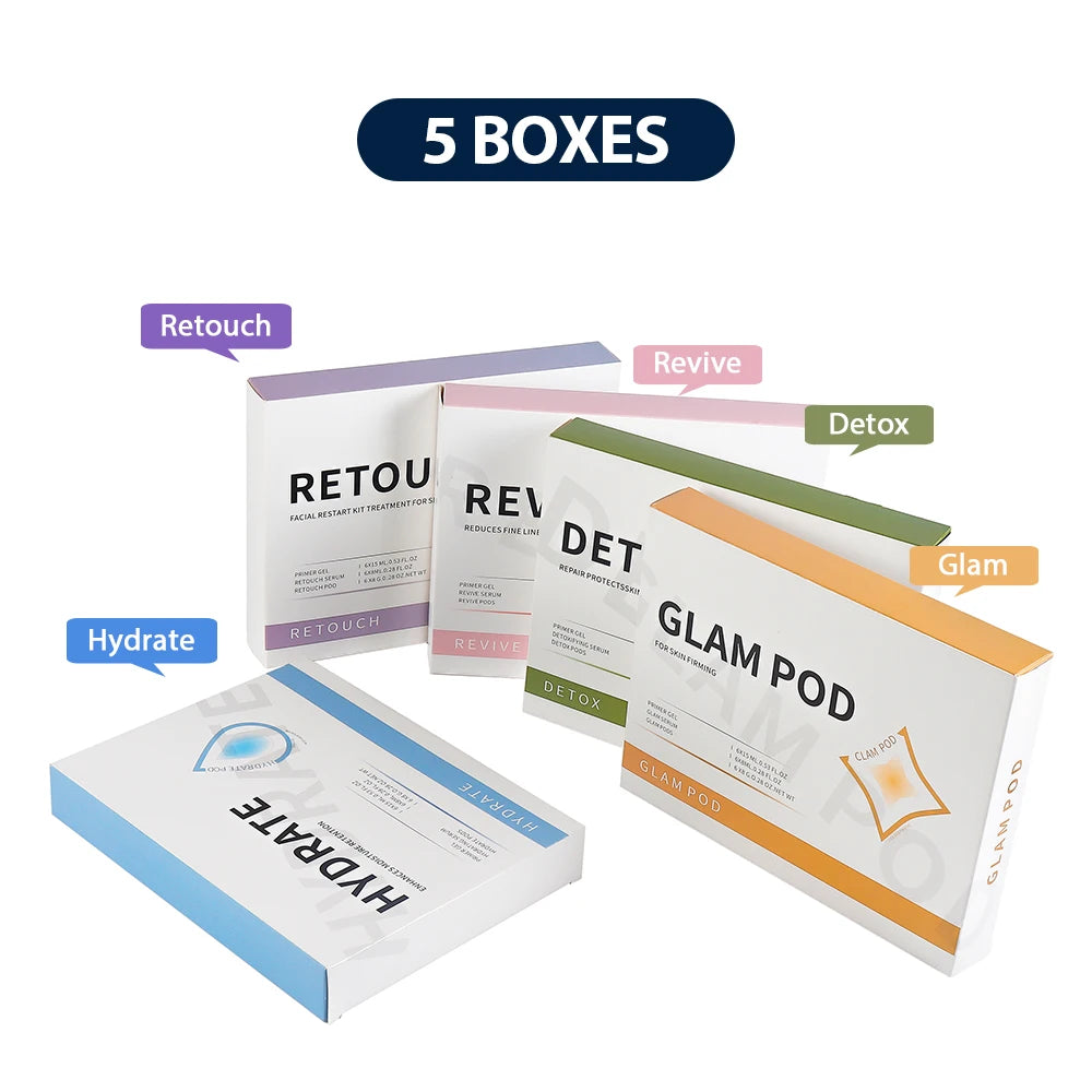 Foreverlily 5 pcs CO2 Pods Set For CO2 Bubble Pen Aqua Face Cleaning CO2 Capsule Gels Facial SPA Beauty Restart Kit Skin Care