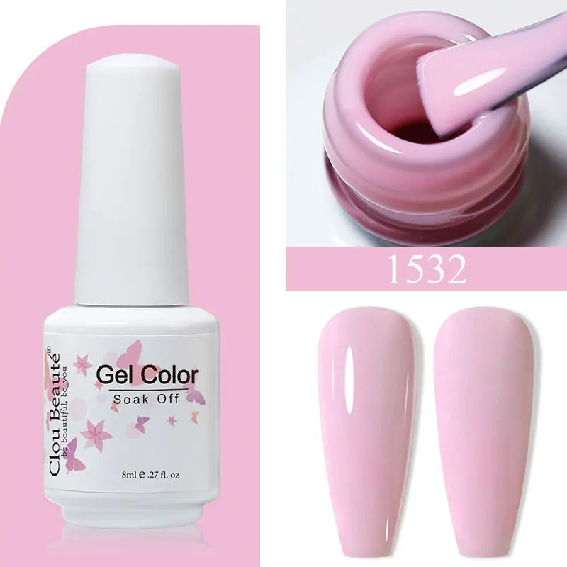 Clou Beaute 8ml Gel Polish Colorful Glitter UV Nail Gel Vernis Semi Permanent Glass Bottle Blue Green White Soak Off Gel Nail