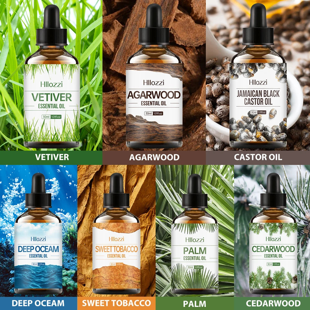 30ml Agarwood-Cedarwood-Vetiver-Pine Palm-Ocean-Sweet Tobacco-Black Castor Aromatherapy Essential Oils Aromatherapy Essential
