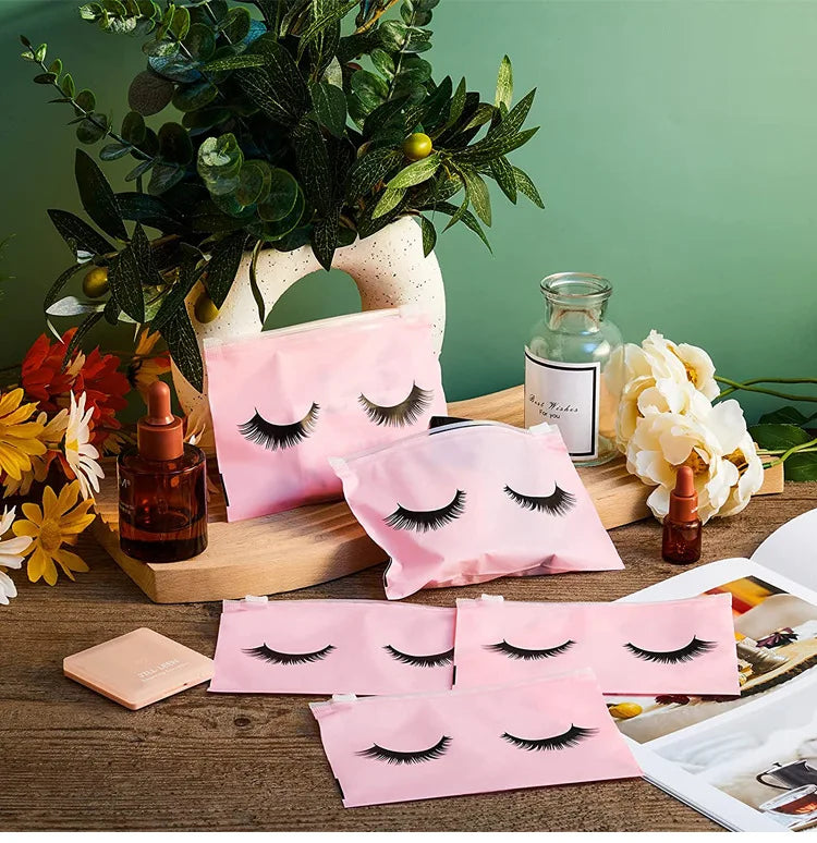 Eyelash Aftercare Bags Reusable Makeup Tools Travel Plastic Storage Lash Extension Pouch Cosmetic with Zipper Supplies