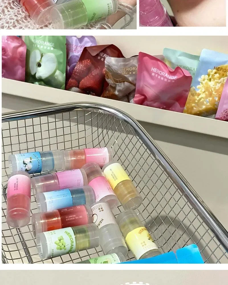 Peach Lychee Fruity Lip Balm Moisturizing Anti-Dry Anti Crack Clear Crystal Lip Balm Lip Care Mini Cute Jelly Lipstick Skin Care