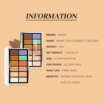 IMAGIC 12-Color Concealer Foundation Cream Covers Acne Marks Dark Circles Full Coverage Suit for All Skin Primer Makeup Cometics