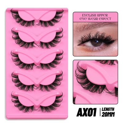 GROINNEYA Cat Eye Lashes Natural long Manga Lashes Faux Mink Eyelashes Winged End Eye Elongated Eyelashes Fake Lashes Soft
