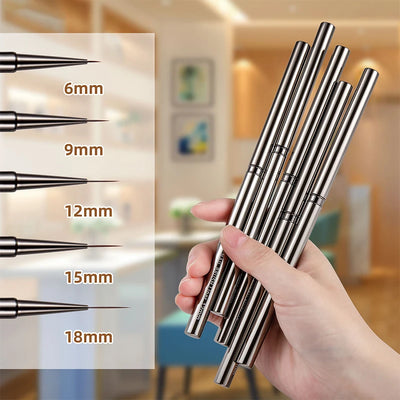BORN PRETTY Nail Liner Brush DIY Drawing Painting Flower Line Stripes Pen Metal Handle UV Gel Nail Art Brushes Manicure Tool