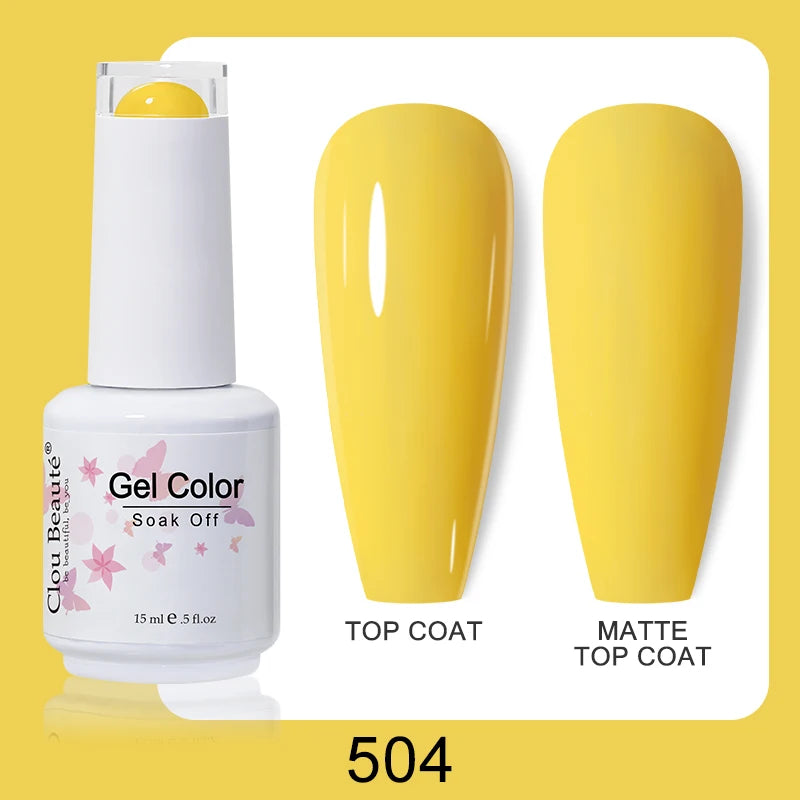 Clou Beaute Nail Gel Polish Kit 15ml Soak Off UVLED Nails Varnish Semi Permanent Nail Art Gels Lacquer Top Base Coat Gel Lacquer