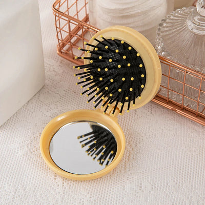 Traveling Small Size Hair Comb With Folding Mirror Portable Massage Folding Comb Women Girl Hair Brush With Mirror Styling Tools