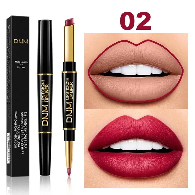 Double Ended Matte Lipstick Women Lip Liner 2 In 1 Makeup Matte Lipstick Durable Waterproof Nude Red Lipstick Lips Cosmetics