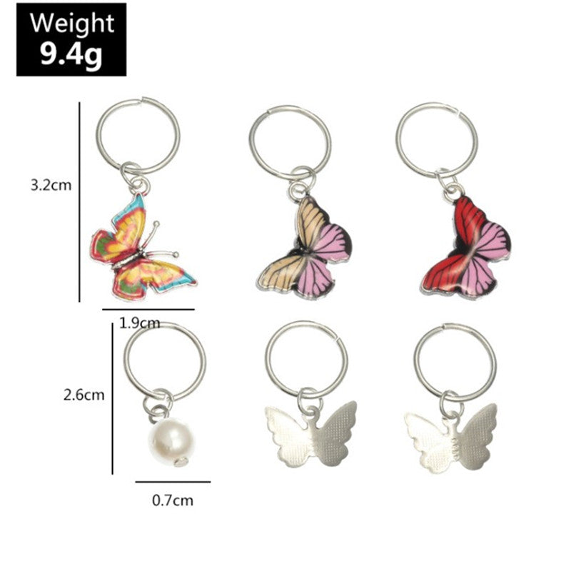 5pcs/bag Hair Braid Bead Butterfly Dreadlock Beads Ring Braiding Hair Sparkly Hair Styling Tool Bohemian Braid Hairs Accessories