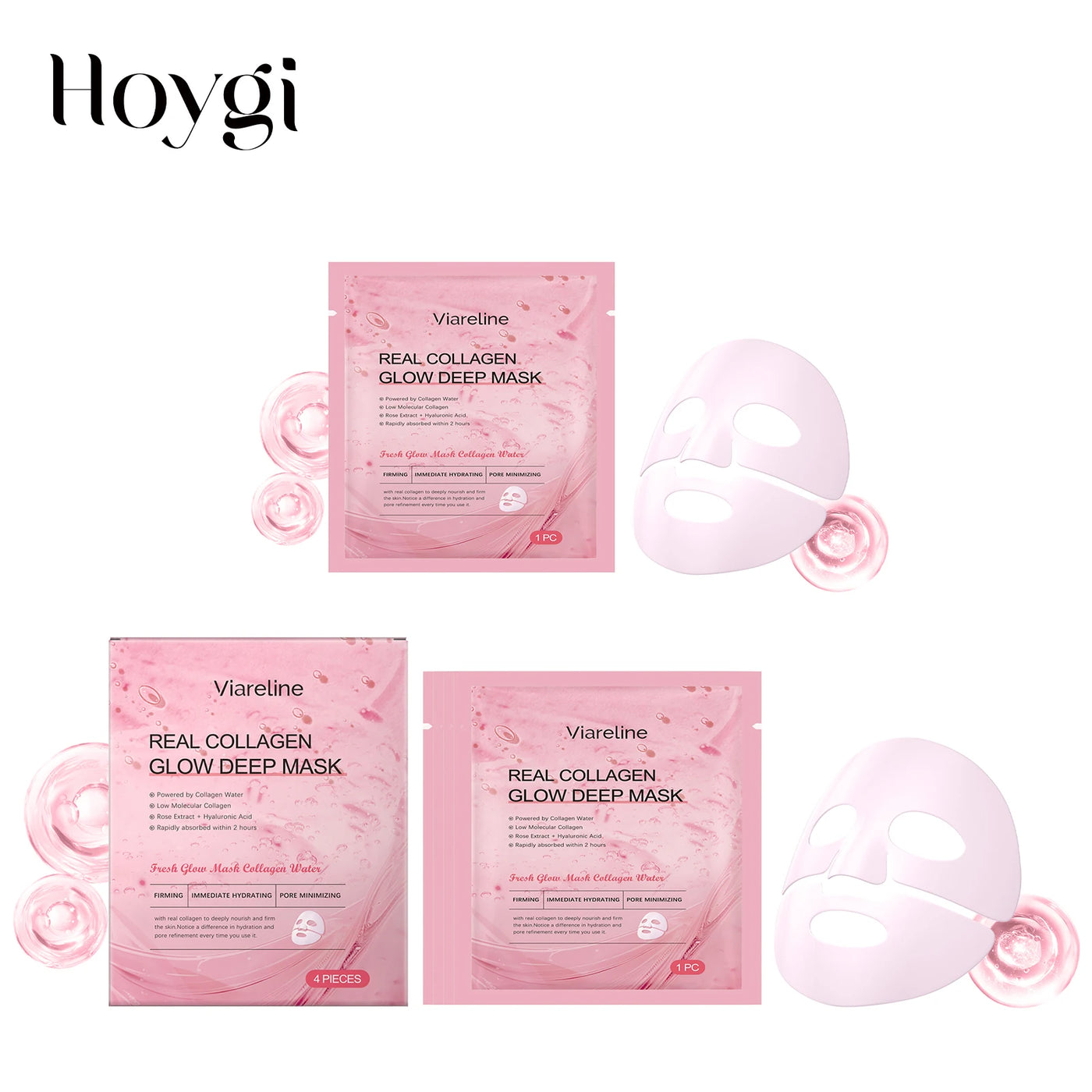 Collagen Hydrating Face Mask Pore Minimizing Anti Wrinkle Lift Firm Elasticity Enhancing Brightening Hyaluronic Acid Sheet Masks