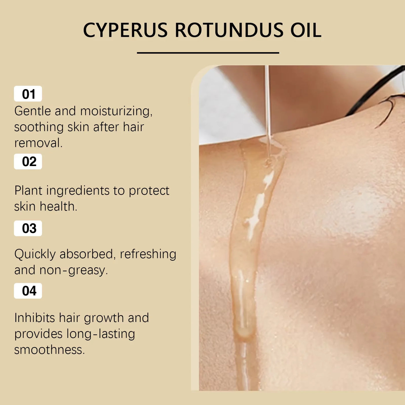Pure Cyperus Rotundus Oil for Hair Removal Reducing Redness Armpit Legs Arms Body Hair Growth Inhibitor Repair Beauty Skin Care