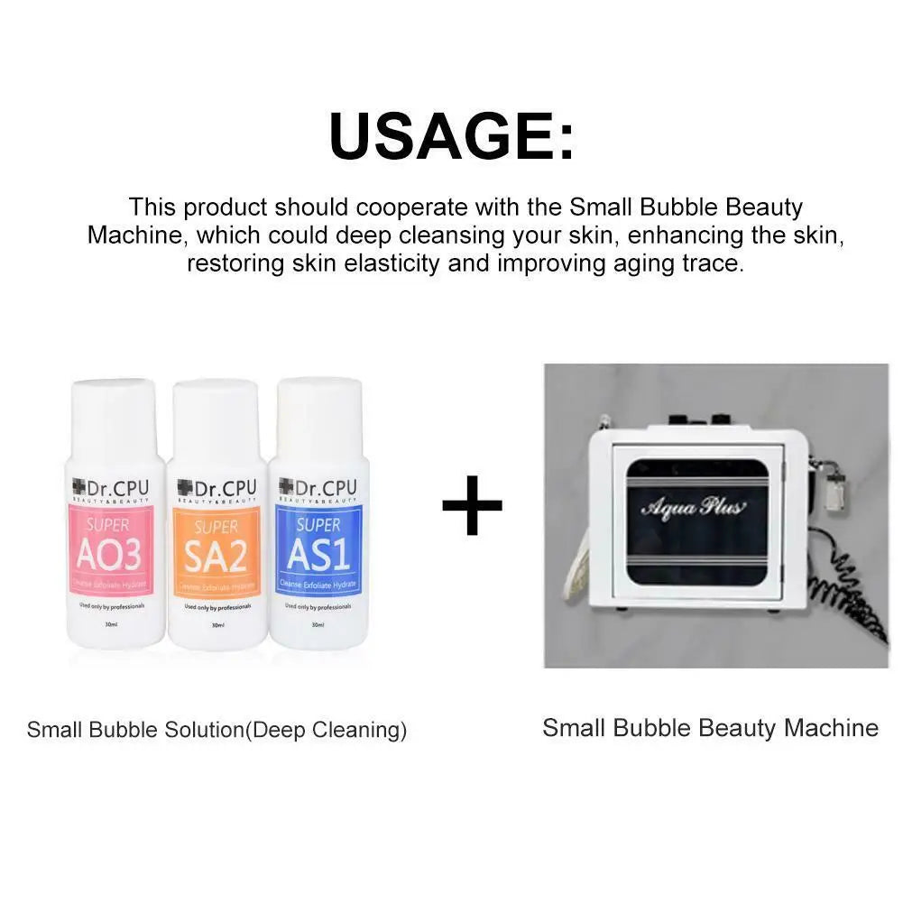 3PCS AS1 SA2 AO3 High Concentrated Aqua Peeling Solution 30ML For Hydra Dermabrasion Beauty Machine Facial Skin Care Cleansing