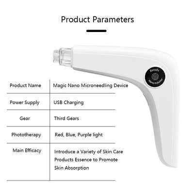Nano Microneedling Pen Facial Skin Care Product Absorbs Device LED Light Photon Vibration Face Massager Mesogun Serum Applicator
