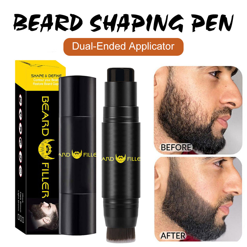 Men Beard Filling Stamp Beard Pencil Filler Waterproof Moustache Pen Beard Brush Enhancer Moustache Coloring Shaping Sweatproof