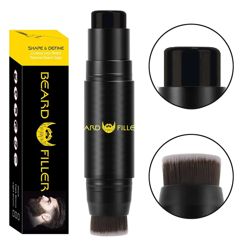 Men Beard Filling Stamp Beard Pencil Filler Waterproof Moustache Pen Beard Brush Enhancer Moustache Coloring Shaping Sweatproof
