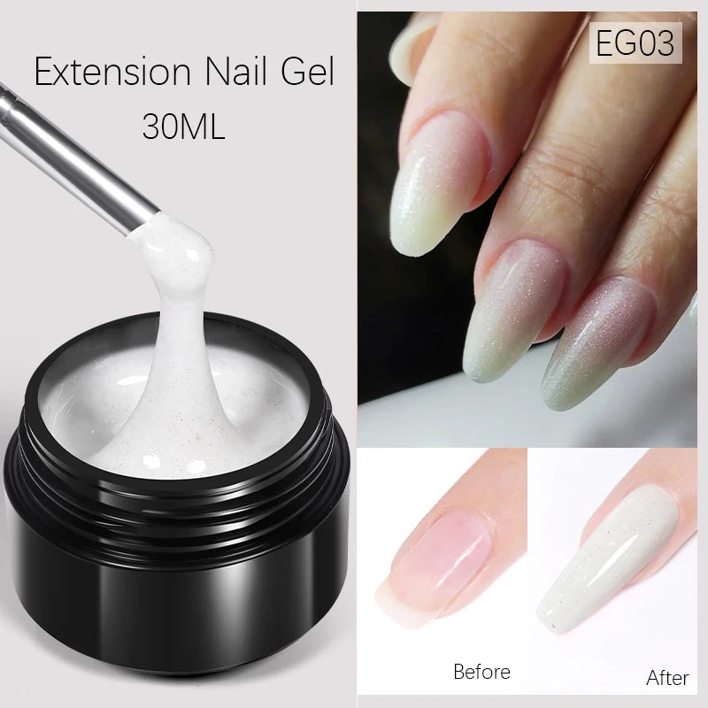 BORN PRETTY 15ml Nude White Non Stick Hand Solid Extension Nail Gel Polish Carving Flower Nail Art Building Constructed UV Gel