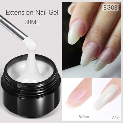 BORN PRETTY 15ml Nude White Non Stick Hand Solid Extension Nail Gel Polish Carving Flower Nail Art Building Constructed UV Gel