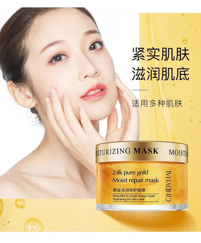 24K Gold Sleeping Mask Moisturizing Shrinkage Pore Skin Care Hyaluronic acid Gel Anti-Aging Oil-control Whitening Night Mask