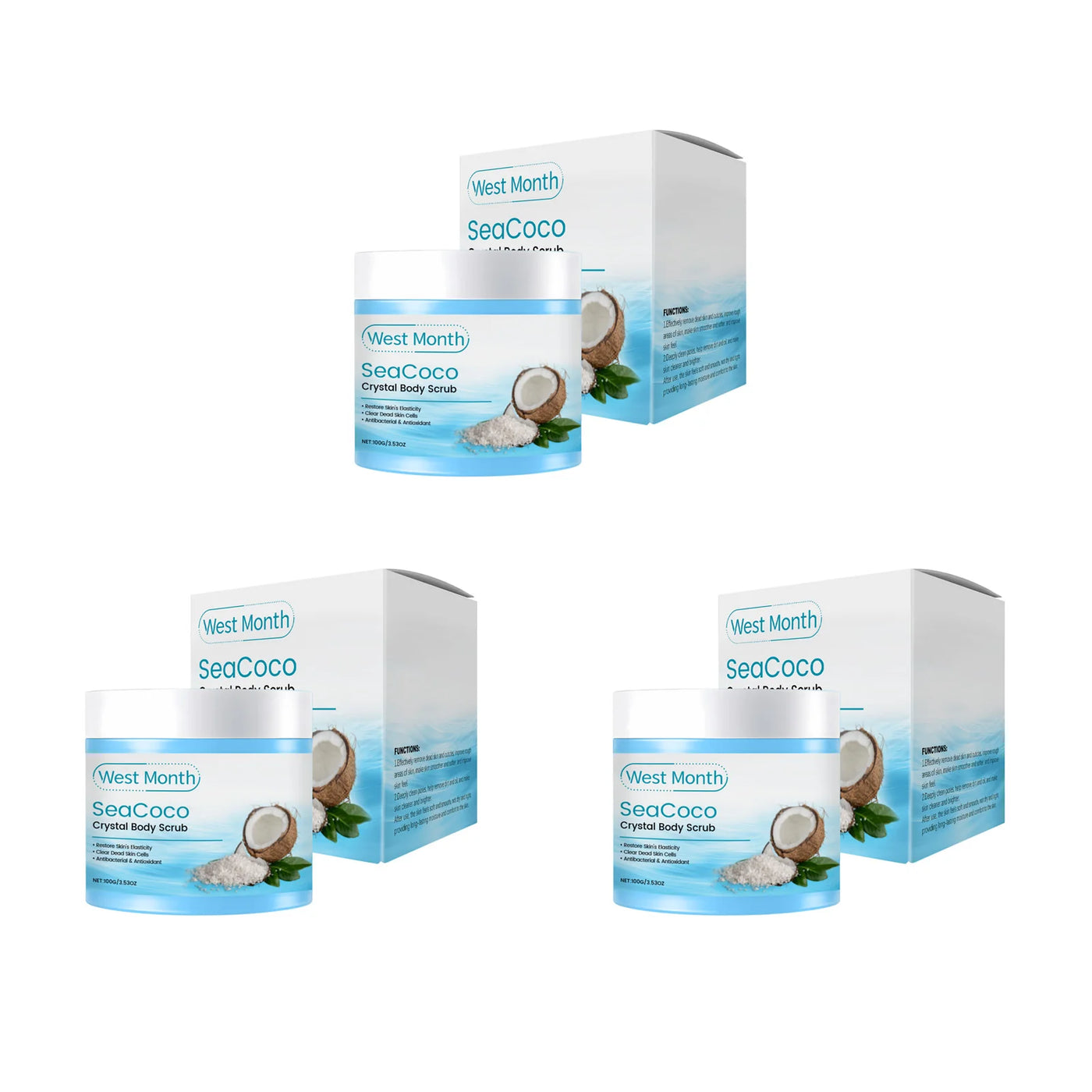 Coconut Body Scrub Exfoliating Remove Dead Skin Fading Dark Spots Softening Brightening Smoothing Cleansing Sea Salt Body Scrub