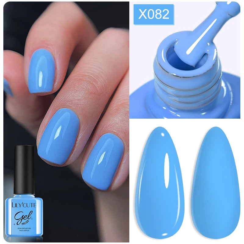 LILYCUTE 7ml Fluorescent Crackle Gel Nail Polish Summer Neon Red Green Vernis Semi Permanent UV Gel Nail Art Manicure For Nails