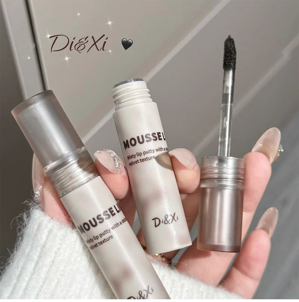 Gothic Matte Black Lipstick Waterproof Mousse Lip Mud Nude Brown Lipstick Moisturize Silky Gloss Makeup Non-stick Lips Tint