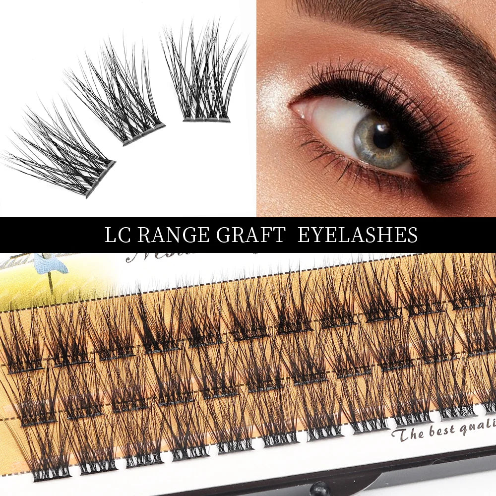 DIY Clusters Eyelash Extension, Dovetail, Segmented Lashes, 36 Volume, 3D Fluffy, Natural, Individual Bundles, LC02-7